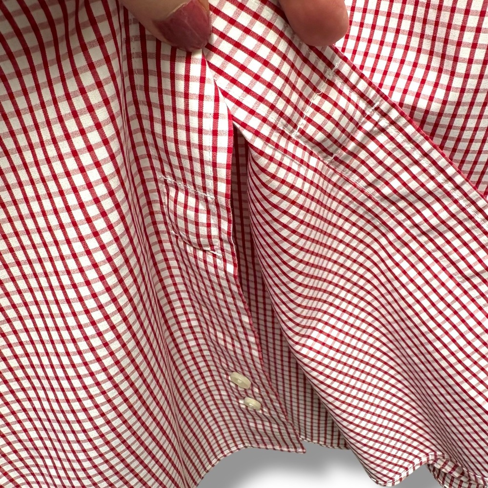MagnaReady Mens Red Gingham Magnetic Closure Long Sleeve Cotton Shirt Large - Picture 5 of 9